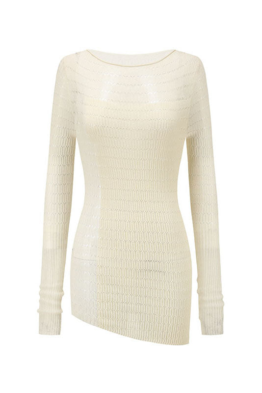 SWAYING 25 Early Autumn Micro-transparent Slim Fit Sweater SW-SW25PF1T06C1-MB Off-white